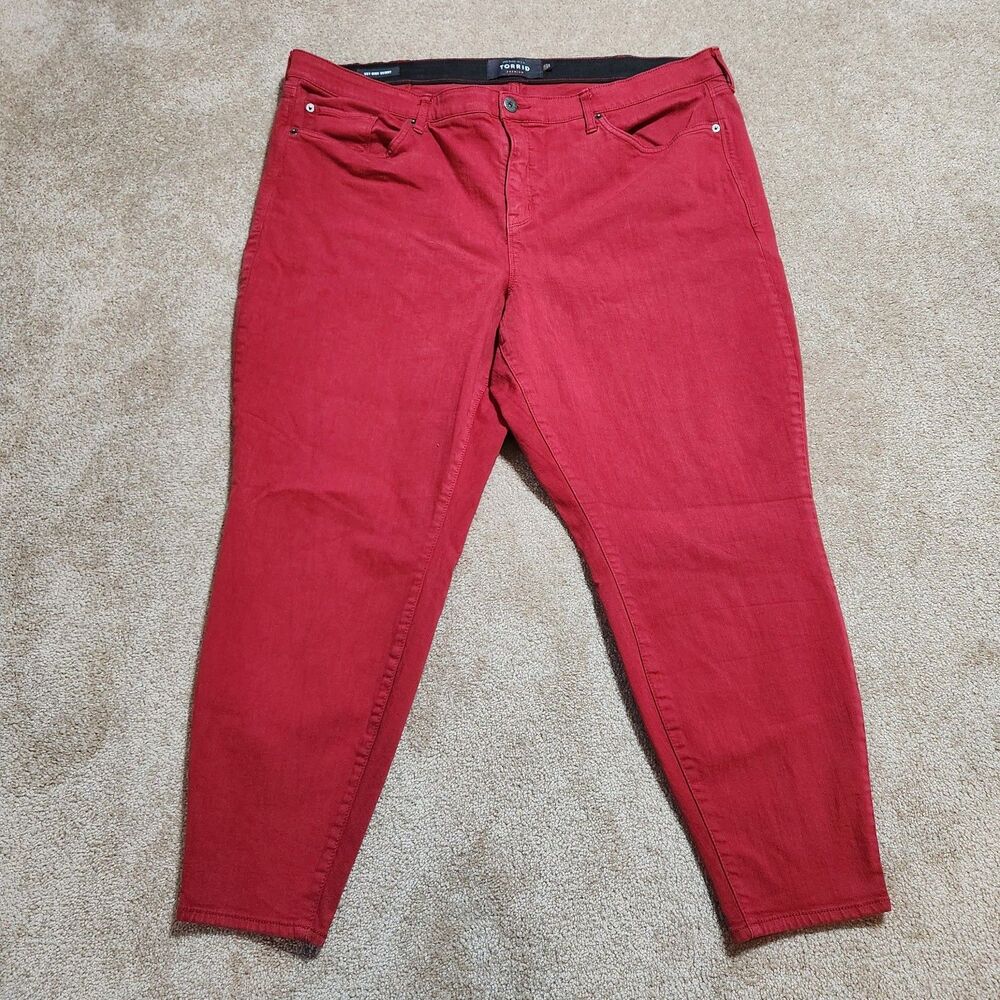 Torrid Premium Jeans Women 24 Red Sky High Skinny Elastic Waistband